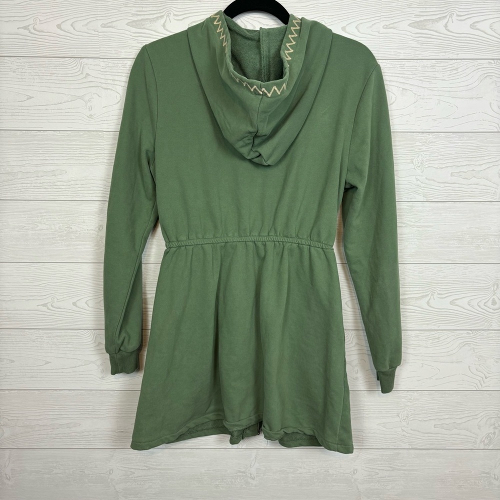 Solitaire Green Floral Embroidered Jacket Size Medium Zip Up - Picture 4 of 10